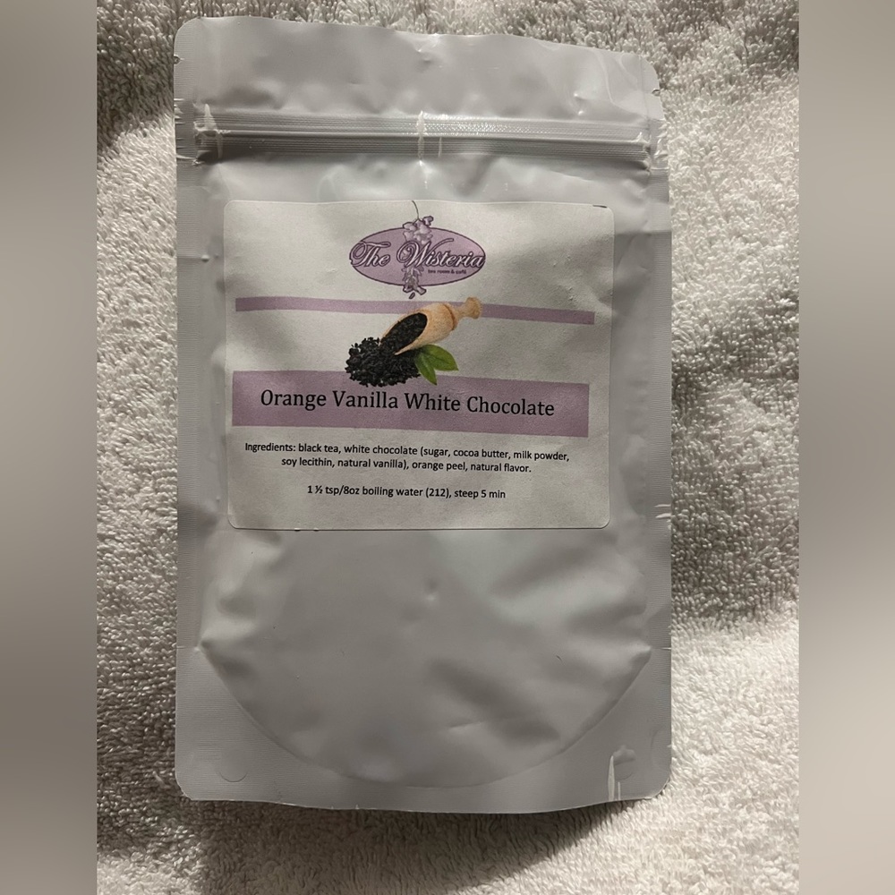 NEW SEALED WISTERIA TEA ROOM ORANGE VANILLA WHITE CHOCOLATE LOOSE TEA-